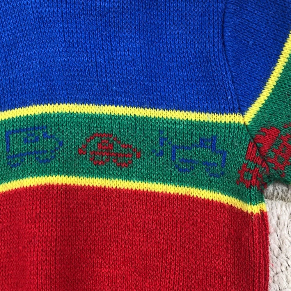 Vintage Osh Kosh Hooded Zipper Sweater Truck Knit